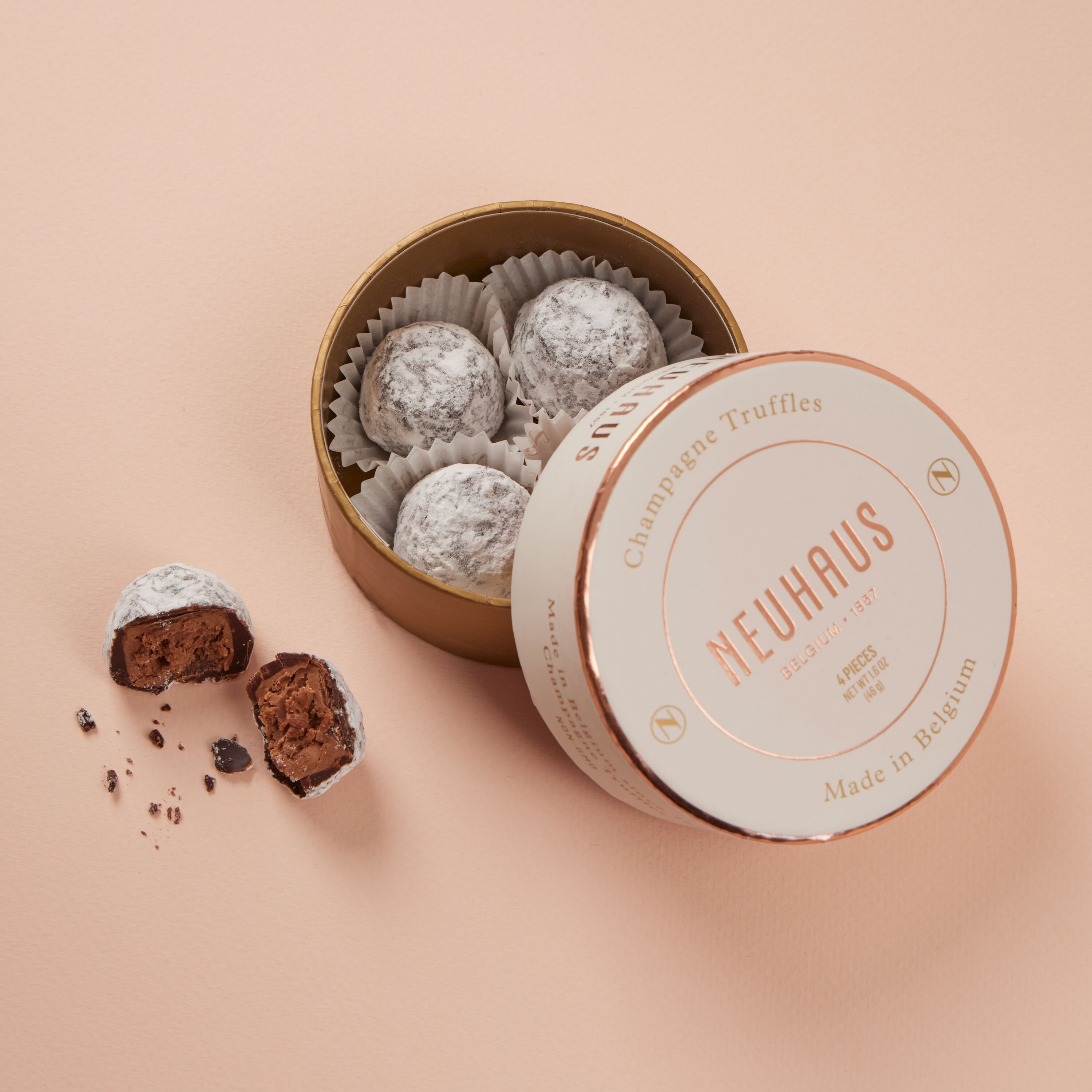 Champagne Truffles in Round Box Small | Neuhaus Chocolates Champagne Truffles in Round Box Small | Neuhaus Chocolates
